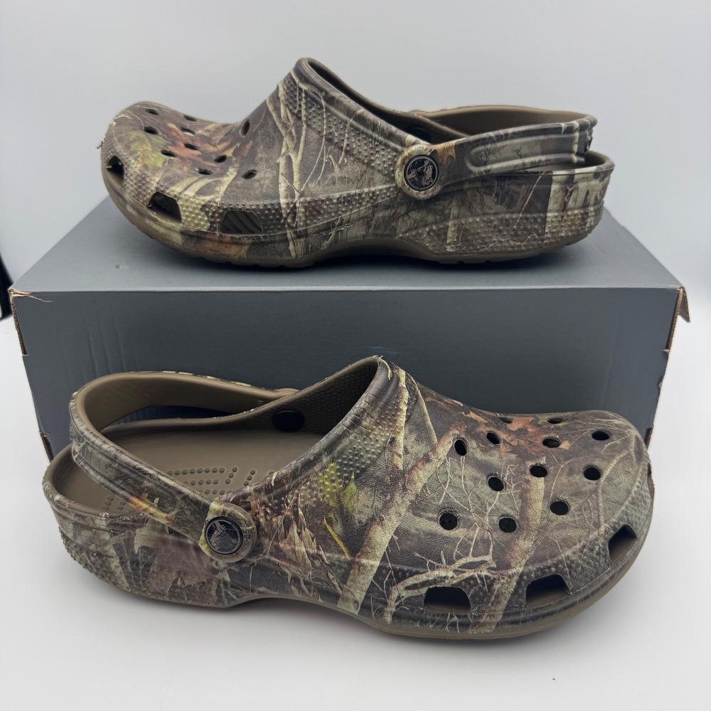 Crocs Classic Clogs Mens 9 RealTree Edge Camo Khaki Brown Slip On Shoes